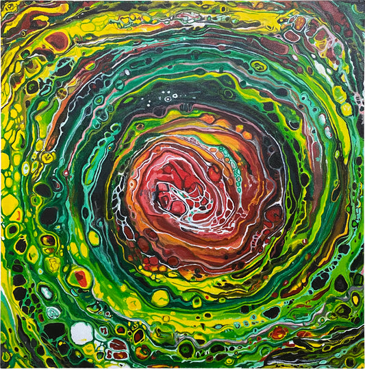 The Beating Heart of an Emerald Tree, 24x24x0.75" Framed Oil Painting