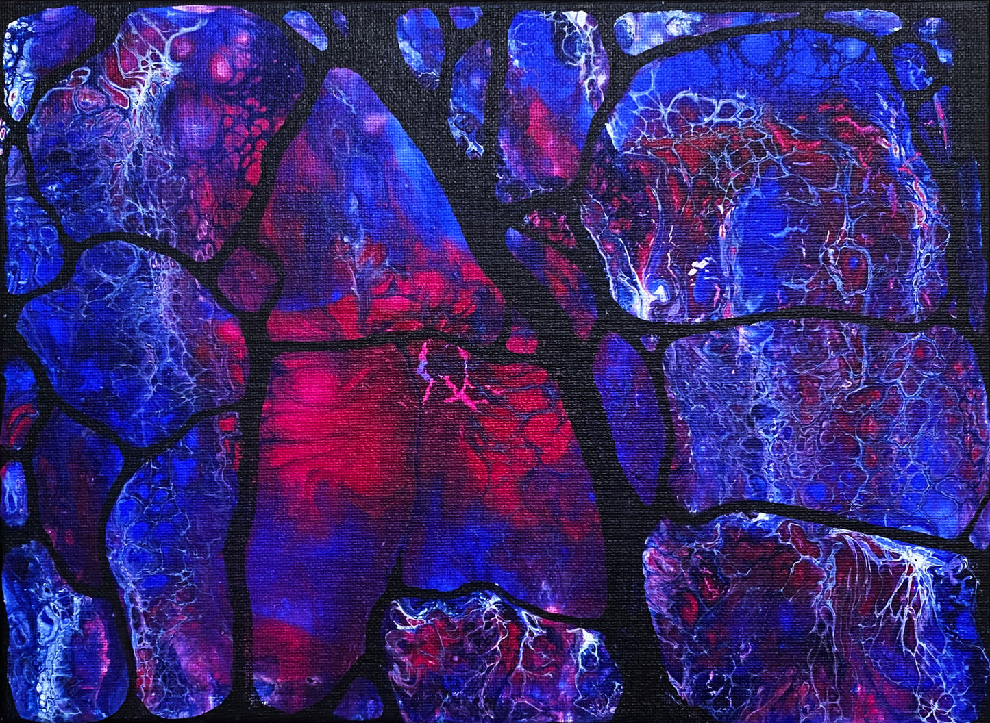 Inside Nebula Triptych, 3x9x12x0.75" Framed Acrylic Painting