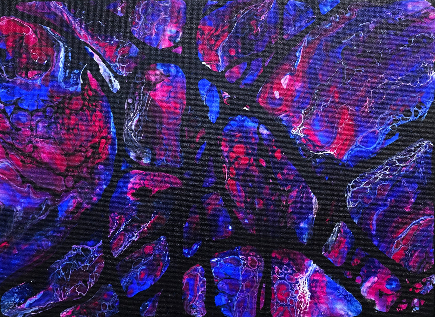 Inside Nebula Triptych, 3x9x12x0.75" Framed Acrylic Painting