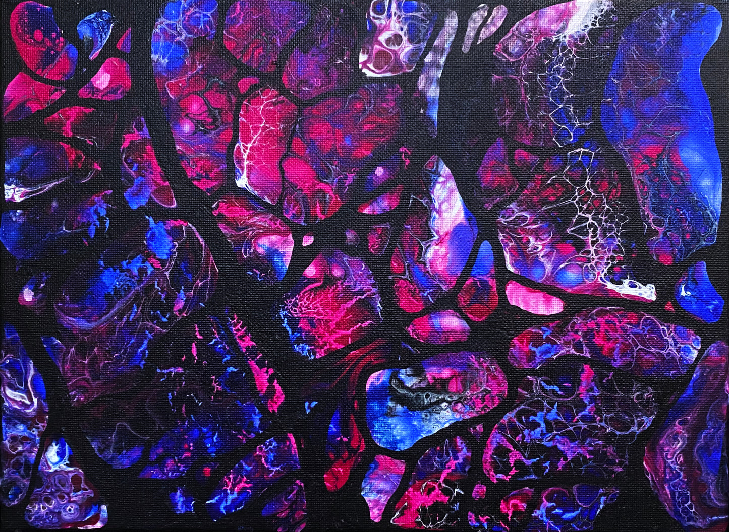 Inside Nebula Triptych, 3x9x12x0.75" Framed Acrylic Painting