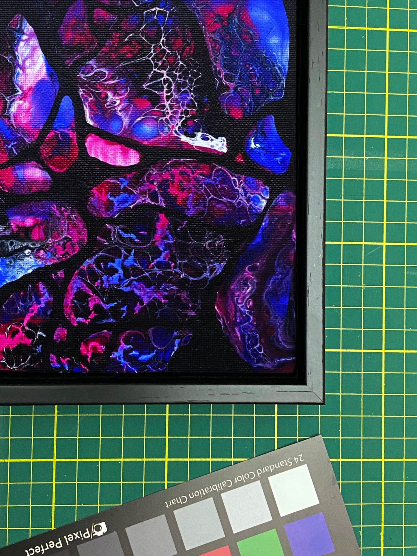 Inside Nebula Triptych, 3x9x12x0.75" Framed Acrylic Painting