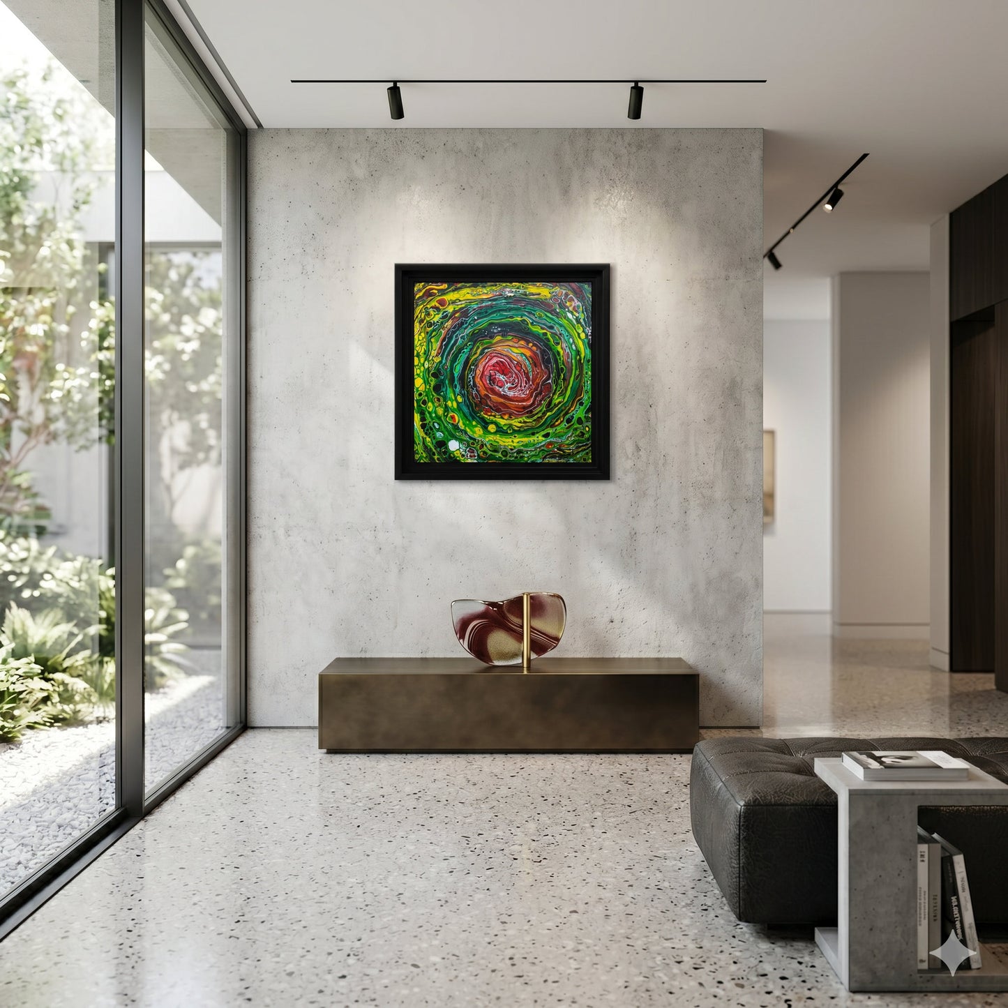 The Beating Heart of an Emerald Tree, 24x24x0.75" Framed Oil Painting
